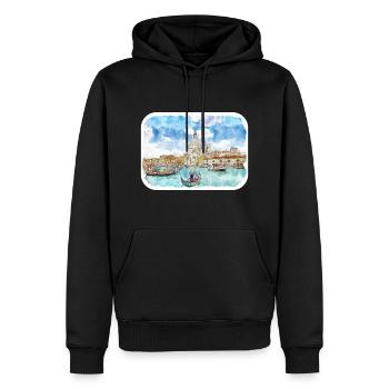 Venedig Italien Aquarellskizze Gezeichnete Illustration - Männer Premium Bio Hoodie - Schwarz - Vorne - Nico (187cm)