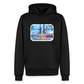 Moscou Russie Aquarelle Esquisse Dessin Dessiné - Sweat à capuche Premium bio Homme - noir - Devant - Nico (187cm)