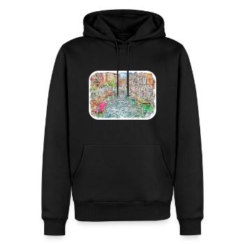 Venedig Italien Aquarellskizze Gezeichnete Illustration - Männer Premium Bio Hoodie - Schwarz - Vorne - Nico (187cm)