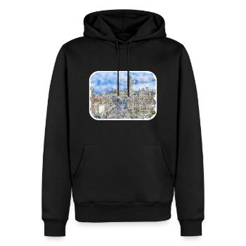 Edinburgh Schottland UK Aquarell Skizze gezeichnet Schmerz - Männer Premium Bio Hoodie - Schwarz - Vorne - Nico (187cm)