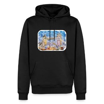 Uk Watercolor Sketch Hand Drawn Illustration - Men’s Premium Organic Hoodie - black - Front - Nico (187cm)