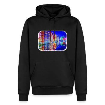 Amsterdam Niederlande Aquarellskizze Zeichnung - Männer Premium Bio Hoodie - Schwarz - Vorne - Nico (187cm)