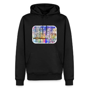 Dubai Uae Aquarell Skizze Handgezeichnetes Gemälde - Männer Premium Bio Hoodie - Schwarz - Vorne - Nico (187cm)