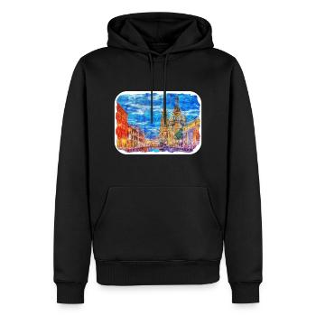St. Petersburg Russland Aquarellskizze gezeichnet Drawi - Männer Premium Bio Hoodie - Schwarz - Vorne - Nico (187cm)