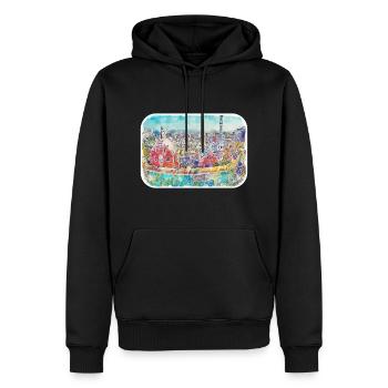 Barcelona Spanien Aquarellskizze Gezeichnete Zeichnung - Männer Premium Bio Hoodie - Schwarz - Vorne - Nico (187cm)