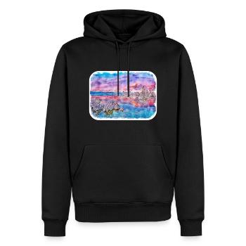 Illustration de croquis à l’aquarelle de Californie usa - Sweat à capuche Premium bio Homme - noir - Devant - Nico (187cm)