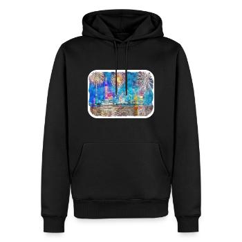 Illustration de croquis à l’aquarelle de Shanghai Landmark - Sweat à capuche Premium bio Homme - noir - Devant - Nico (187cm)