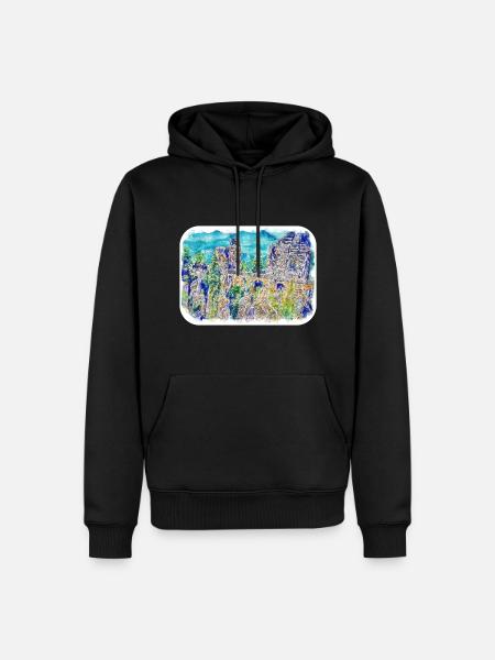 Europa Aquarellskizze Handgezeichnete Illustration - Männer Premium Bio Hoodie - Schwarz