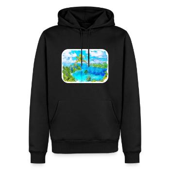 Indonésie Aquarelle Esquisse Dessinée à la Main Peinture - Sweat à capuche Premium bio Homme - noir - Devant - Nico (187cm)