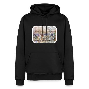Hong Kong Wahrzeichen Aquarell Skizze Illustration - Männer Premium Bio Hoodie - Schwarz - Vorne - Nico (187cm)