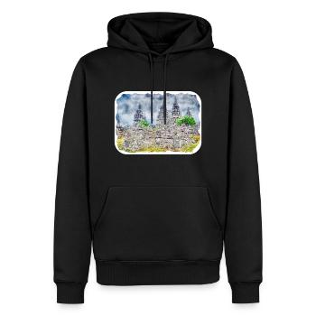 Indonésie Aquarelle Esquisse Dessinée à la Main Peinture - Sweat à capuche Premium bio Homme - noir - Devant - Nico (187cm)