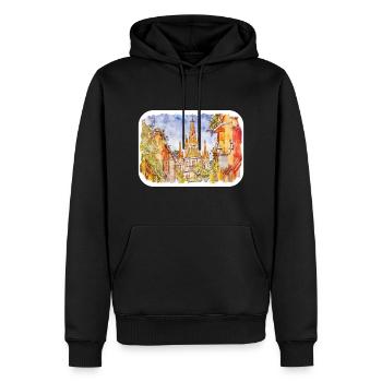 San Miguel De Allende Mexique Aquarelle Esquisse Dra - Sweat à capuche Premium bio Homme - noir - Devant - Nico (187cm)