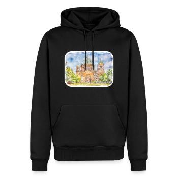 Allemagne Aquarelle Esquisse Dessinée à la main Illustration - Sweat à capuche Premium bio Homme - noir - Devant - Nico (187cm)