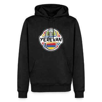 Jerewan Armenien Flagge Abzeichen Reise Souvenir Briefmarke - Männer Premium Bio Hoodie - Schwarz - Vorne - Nico (187cm)