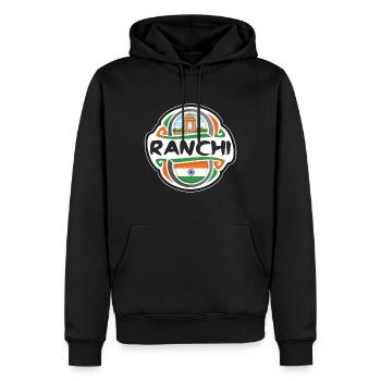 Ranchi India Flag Badge Souvenir de voyage - Sweat à capuche Premium bio Homme - noir - Devant - Nico (187cm)