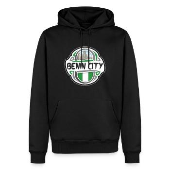 Benin City Nigeria Drapeau Voyage Souvenir Badge Stam - Sweat à capuche Premium bio Homme - noir - Devant - Nico (187cm)