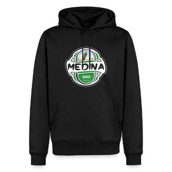 Medina Arabie Saoudite Drapeau Voyage Souvenir Badge Sta - Sweat à capuche Premium bio Homme - noir - Devant - Nico (187cm)
