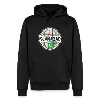 Islamabad Pakistan Drapeau Voyage Souvenir Badge Stam - Sweat à capuche Premium bio Homme - noir - Devant - Nico (187cm)