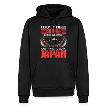 Japan Sakura Stolz Geschenkidee - Männer Premium Bio Hoodie - Schwarz - Vorne - Nico (187cm)