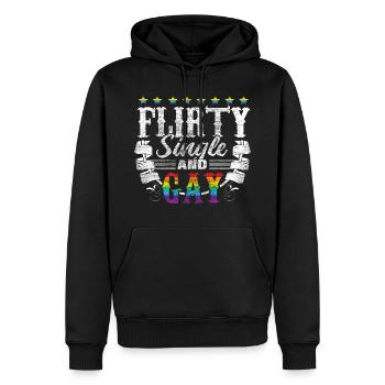 Gay Single LGBT+ Love Gift Idea - Men’s Premium Organic Hoodie - black - Front - Nico (187cm)