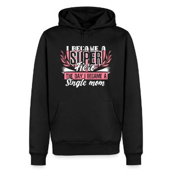 Single Mom Mom Son Gift - Men’s Premium Organic Hoodie - black - Front - Nico (187cm)