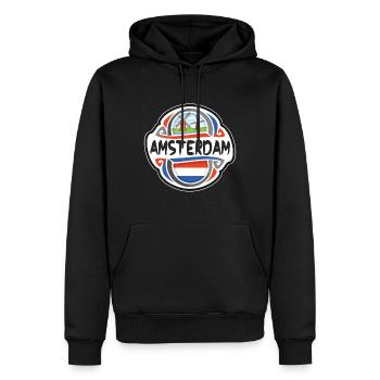 Amsterdam Niederlande Flagge Reise Souvenir Abzeichen S - Männer Premium Bio Hoodie - Schwarz - Vorne - Nico (187cm)