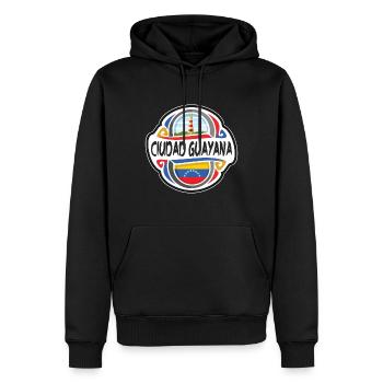 Ciudad Guayana Venezuela Drapeau Souvenir de Voyage Badg - Sweat à capuche Premium bio Homme - noir - Devant - Nico (187cm)