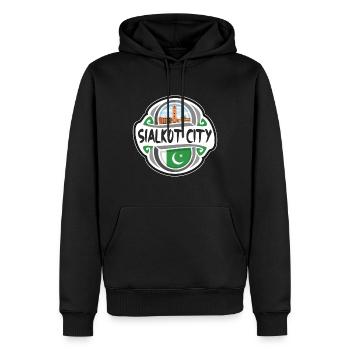 Sialkot City Pakistan Drapeau Voyage Souvenir Badge S - Sweat à capuche Premium bio Homme - noir - Devant - Nico (187cm)