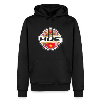 Hue Vietnam Flag Badge Souvenir de Voyage - Sweat à capuche Premium bio Homme - noir - Devant - Nico (187cm)