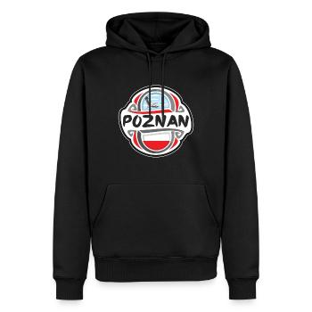 Poznan Pologne Drapeau Badge Voyage Souvenir Timbre - Sweat à capuche Premium bio Homme - noir - Devant - Nico (187cm)