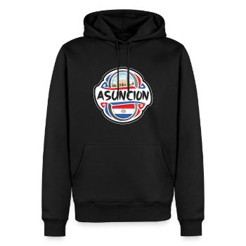 Asuncion Paraguay Drapeau Badge Souvenir de Voyage Timbre - Sweat à capuche Premium bio Homme - noir - Devant - Nico (187cm)