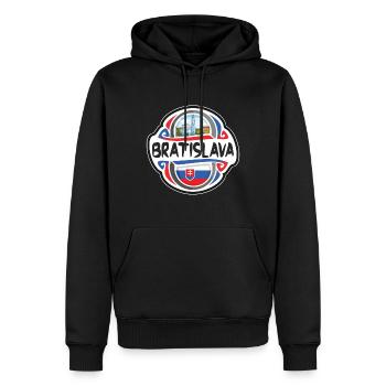 Bratislava Slowakei Flagge Reise Souvenir Abzeichen Sta - Männer Premium Bio Hoodie - Schwarz - Vorne - Nico (187cm)
