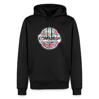 Édimbourg Royaume-Uni Royaume-Uni Drapeau Souvenir de voyage B - Sweat à capuche Premium bio Homme - noir - Devant - Nico (187cm)