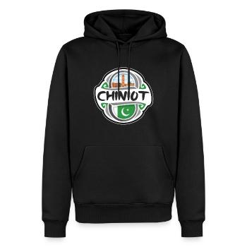 Chiniot Pakistan Flag Badge Souvenir de Voyage Timbre Souvenir - Sweat à capuche Premium bio Homme - noir - Devant - Nico (187cm)