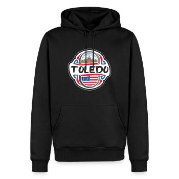 Toledo Vereinigte Staaten Flagge Reise Souvenir Badg - Männer Premium Bio Hoodie - Schwarz - Vorne - Nico (187cm)