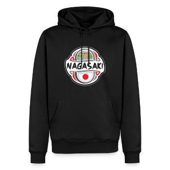 Nagasaki Japan Flagge Abzeichen Reise Souvenir Briefmarke - Männer Premium Bio Hoodie - Schwarz - Vorne - Nico (187cm)