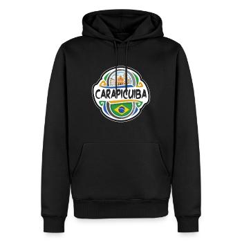Carapicuiba Brésil Drapeau Voyage Souvenir Badge Stam - Sweat à capuche Premium bio Homme - noir - Devant - Nico (187cm)
