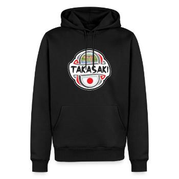 Takasaki Japan Flagge Abzeichen Reise Souvenir Briefmarke - Männer Premium Bio Hoodie - Schwarz - Vorne - Nico (187cm)