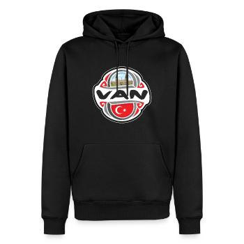 Van Turkey Flag Badge Souvenir de voyage - Sweat à capuche Premium bio Homme - noir - Devant - Nico (187cm)