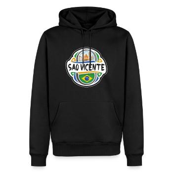 Sao Vicente Brésil Drapeau Voyage Souvenir Badge Stam - Sweat à capuche Premium bio Homme - noir - Devant - Nico (187cm)