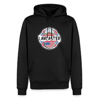 Lancaster USA Vereinigte Staaten Flagge Reisesouvenir B - Männer Premium Bio Hoodie - Schwarz - Vorne - Nico (187cm)