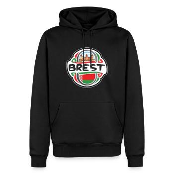 Brest Belarus Flagge Abzeichen Reise Souvenir Stempel - Männer Premium Bio Hoodie - Schwarz - Vorne - Nico (187cm)