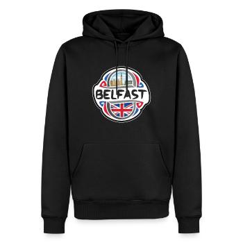 Belfast UK Vereinigtes Königreich Flagge Reise Souvenir Bad - Männer Premium Bio Hoodie - Schwarz - Vorne - Nico (187cm)