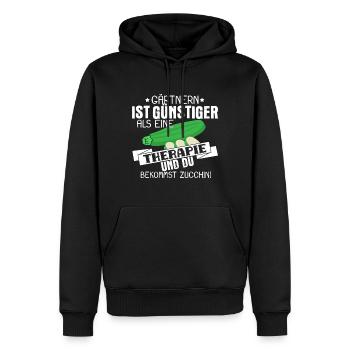 Gärtnern ist günstiger als eine Therapie Geschenk - Männer Premium Bio Hoodie - Schwarz - Vorne - Nico (187cm)