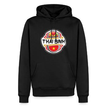 Thai Binh Vietnam Flag Badge Souvenir de Voyage Timbre Souvenir - Sweat à capuche Premium bio Homme - noir - Devant - Nico (187cm)