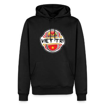 Viet Tri Vietnam Flag Badge Souvenir de Voyage Timbre Souvenir - Sweat à capuche Premium bio Homme - noir - Devant - Nico (187cm)