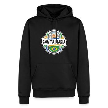 Santa Maria Brésil Drapeau Voyage Souvenir Badge Stam - Sweat à capuche Premium bio Homme - noir - Devant - Nico (187cm)