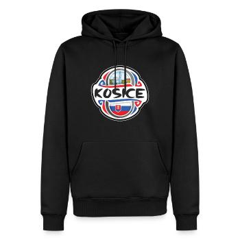 Kosice Slowakei Flagge Abzeichen Reise Souvenir Briefmarke - Männer Premium Bio Hoodie - Schwarz - Vorne - Nico (187cm)
