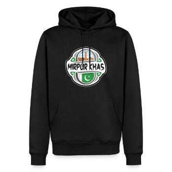 Mirpur Khas Pakistan Drapeau Voyage Souvenir Badge St - Sweat à capuche Premium bio Homme - noir - Devant - Nico (187cm)
