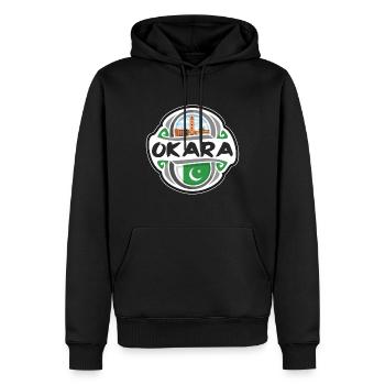 Okara Pakistan Flag Badge Souvenir de Voyage - Sweat à capuche Premium bio Homme - noir - Devant - Nico (187cm)